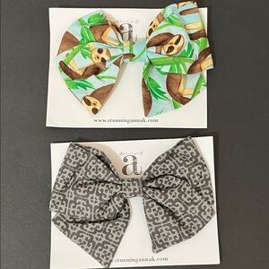NWT Set of 2 hair bows Sloth geometric by stunningannak